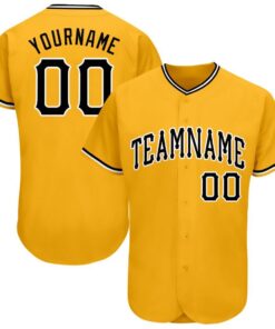 Custom Gold Black-White Baseball Jersey Suit for daily life, Fabric: 95% polyester and 5% spandex, Regular fit, Stitch Color: automatically matched based on patterns